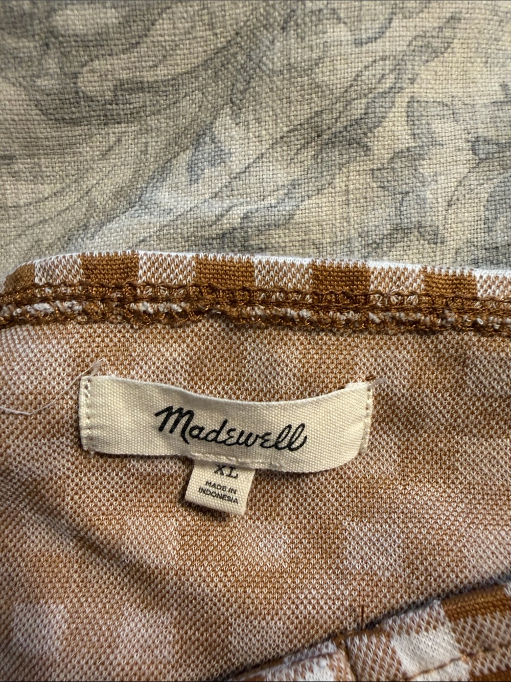 Madewell Brown and White Gingham Puff-Sleeve Button-Front Top - Picture 2 of 4